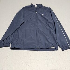 Vintage Silver tag Nike Men's Windbreaker Jacket Navy White Full Zip  Size L